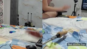 Big ass petite asian teen with dildo machine