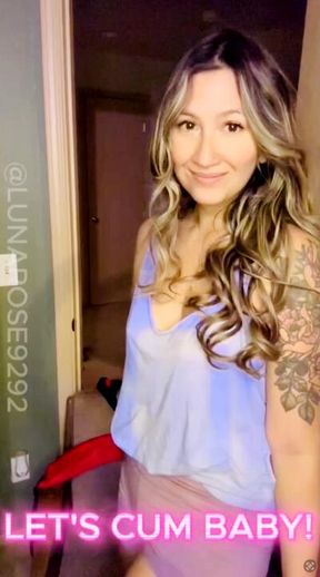 2 min Let cum baby! Watch me strip out of my yoga shorts and flaunt my panties and then slowly strip out of that then pleasure myself with my dildo..