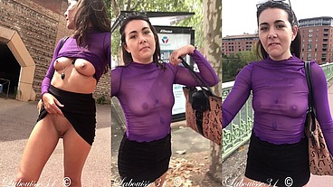 Haut violet transparent en ville (exhib)