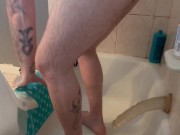 Fucking my ass with 13 inch Dildo in the Shower & It makes me Piss on myself