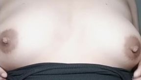 Busty chubby girl playing with her delicious big breasts and wanting cock