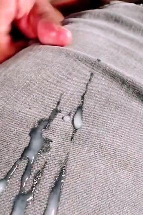 Latino Man Masturbates and Ejaculates on His Black Jeans