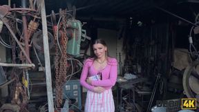 Arina Shy pays her debt & gets a hard fuck outside