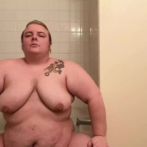 Pre-Bath Body hair tour and flashing looking at my fat dick