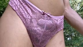 Sissy Wearing Sexy Lingerie Outdoor