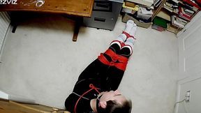 Miss M has a man bound and gagged in her isolation room in tight leggings