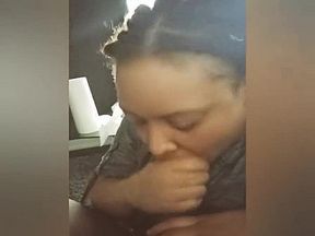 Lightskin Tinder BBW Giving Amazing Sloppy Toppy to BBC (BJ)