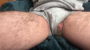 Close-up of Hairy Ftm Wanking, Cumming and Squirting