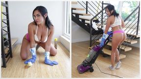Hot - Hot Latina Maid Selena Santa Polishes Bruno Dickemz's Knob