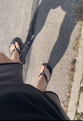 XXL cock Pissing Public on road