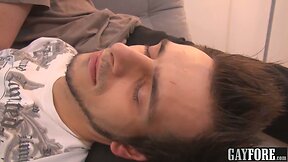 The feeling of his foreskin between his fingers turns him on