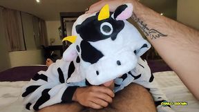 anal fucking pov dreichwe in a cow pijama sucking and riding my big uncut cock until he earns my hot milk - camilo brown