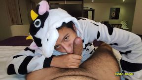 anal fucking pov dreichwe in a cow pijama sucking and riding my big uncut cock until he earns my hot milk - camilo brown