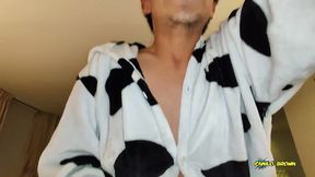 anal fucking pov dreichwe in a cow pijama sucking and riding my big uncut cock until he earns my hot milk - camilo brown