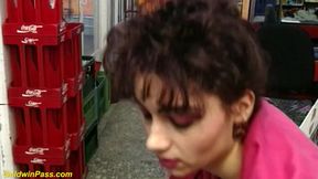 Sexy saleswoman is fucked by the customer in the supermarket