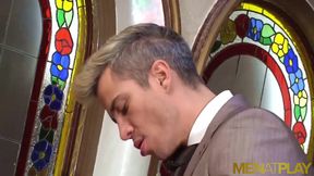 MENATPLAY - Suited gay men Maikel Cash and Robbie Rojo fuck