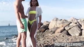 Latin MILF Valeria Fuentes is banged on the beach & filmed