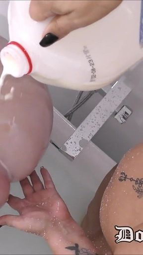 Mature Lesbian Milk Bath