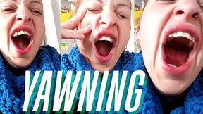 A tired and cold day Yawning