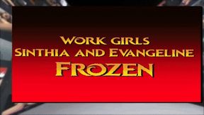 Working girls Sinthia and Eve frozen and Fucked