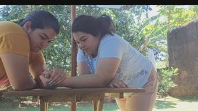 “Female strength in action: a power struggle between two girls”