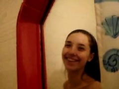 Skinny babe caught on camera in the shower