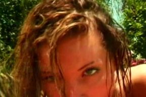 Perfect big boobed MILF fucked by the pool