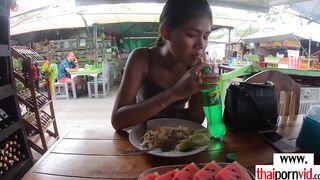 Amateur Thai barely legal Namtaan asks bf to feed her hungry eastern cunt