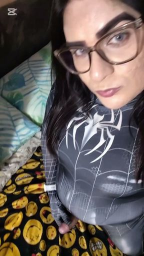 Bitch with her Spiderman Venom cosplay