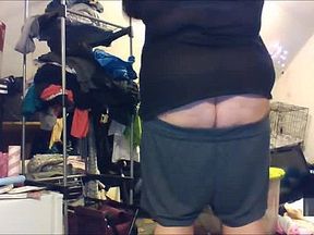 buttcrack doing chores - big shorts keep falling down