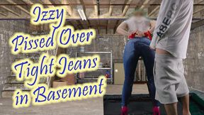 Izzy Pissed Over Tight Jeans in Basement