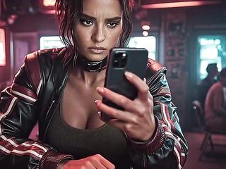 AI-generated Panam Palmer takes coarse public sex at the bar during the time that thick cum drenches her face