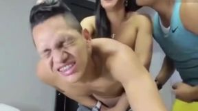 She fucks his friend in front of him while he jerks off