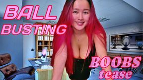 Ball Kicks and Boob Teasing for My Boss!