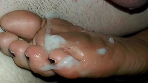 Cum-Drenched Red Toes - A Sticky Delight!