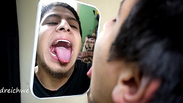 Delicious and hot tongue with mirror