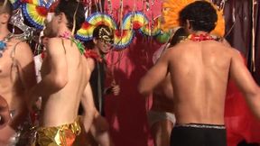 The guys after the carnival bend each other in a doggy pose