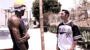 Latin guy gets bent over and fucked in his ass by black stud