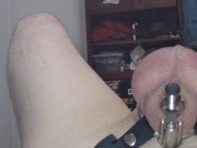 Taking BD Chance xxl great top view of insertion and massive belly bulge wearing a chastity cage