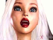 Hot sex in the space station! Female android plays with a young blonde