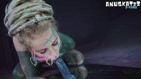 Your Trippy hippie plays with pippie and anal dildo