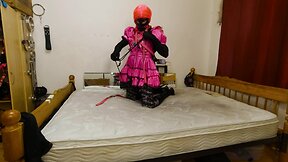 Strict armbinder hogtie for crossdresser maid