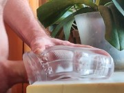 Transparent sleeve solo fuck