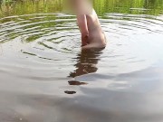 Crazy Exhibitionist: Handjob in the river (when no one sees) - jerkoff positions by KolowskiBRO