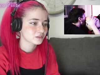 Pigtailed hotty with red hair, Emma Fiore is rubbing her cunt during the time that listening to her allies banging