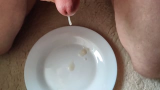 Chastity, urethral fuck close up and slow motion cumshot