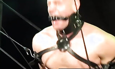 MuscleJockBound.com - Struggling Bigg Pete bound in chains from head to balls