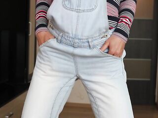Girl pees jeans