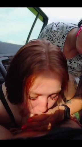 Picking up a Fellow Traveler Ended with a Juicy Double Blowjob Outdoors