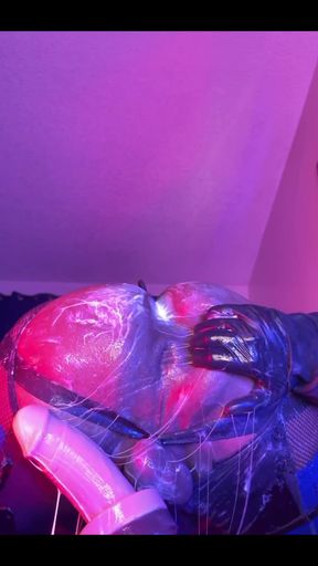 Bottom Destroys Hole Riding Mr. Hankey Dildo